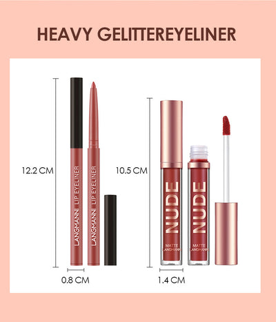 Lip Liner And Lipstick Makeup 12 Pcs Set 6 Matte Lipstick 6 Lip Liner Pens Waterproof