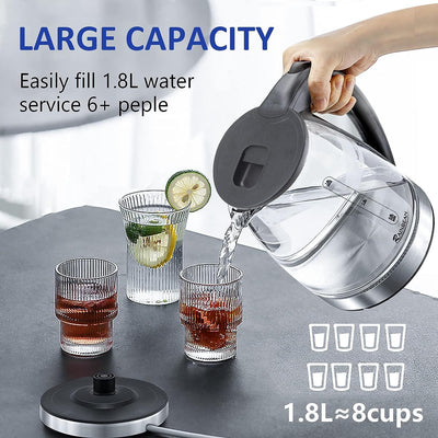 Electric Kettle Water Boiler, 1.8L Electric Tea Kettle, Wide Opening Hot Water Boiler With LED Light